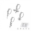 8PCS OF ASSORTED CZ DANGLE 316L SURGICAL STEEL O-RING NOSE HOOP BOX